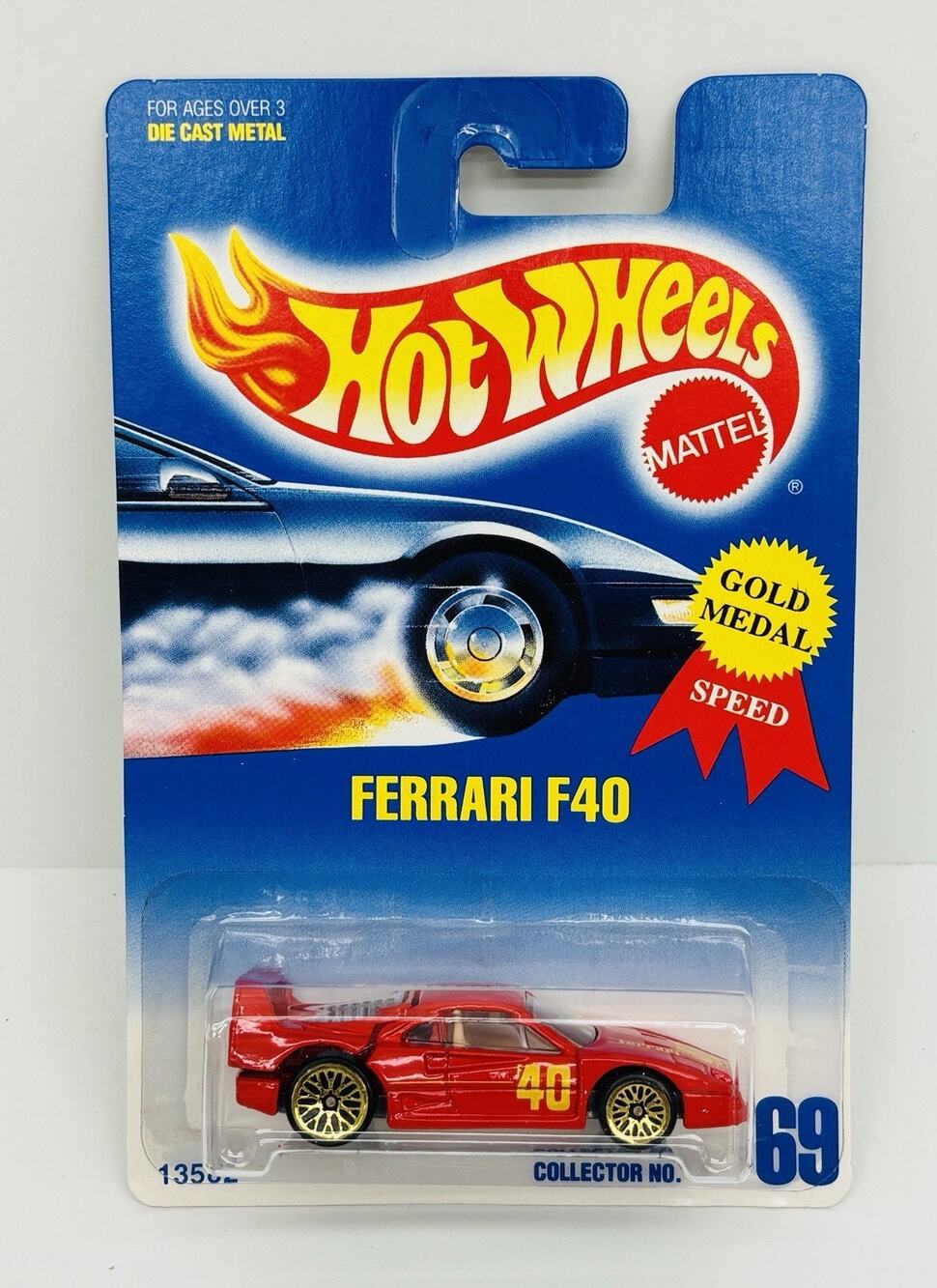 Hot Wheels Ferrari F40 1991 Red & Gold Medal Speed 13582 New w/ Protector Case